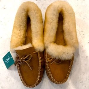 LL Bean women’s Shearling Moccasin Slippers